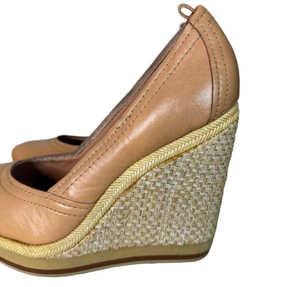Bacio 61 Shoes Womens 9 W Wide Tan‎ Espadrille Wedge Preppy Neutral Minimalist - Picture 5 of 13